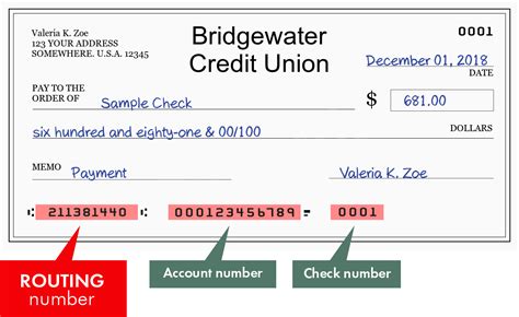 bridgewater credit union routing number